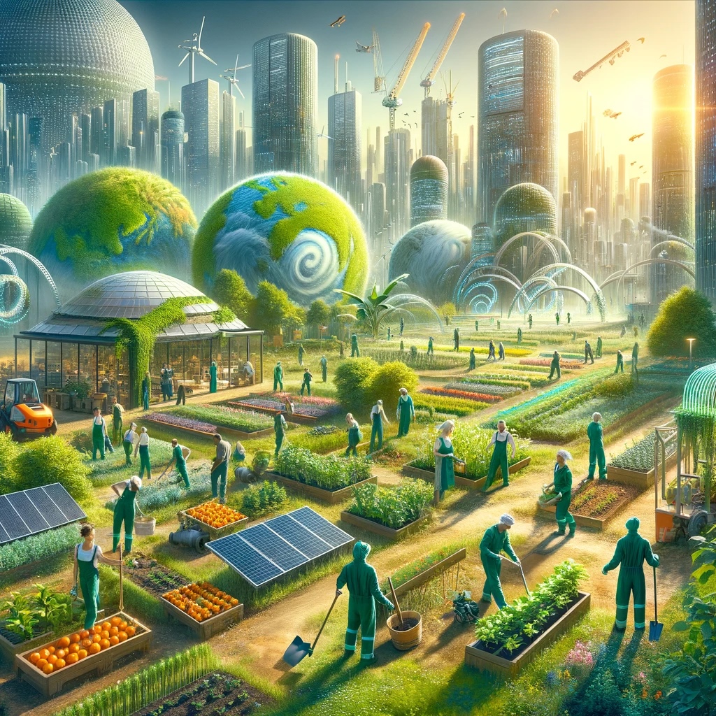 Green Transition - Grafik Gartenarbeit der Zukunft